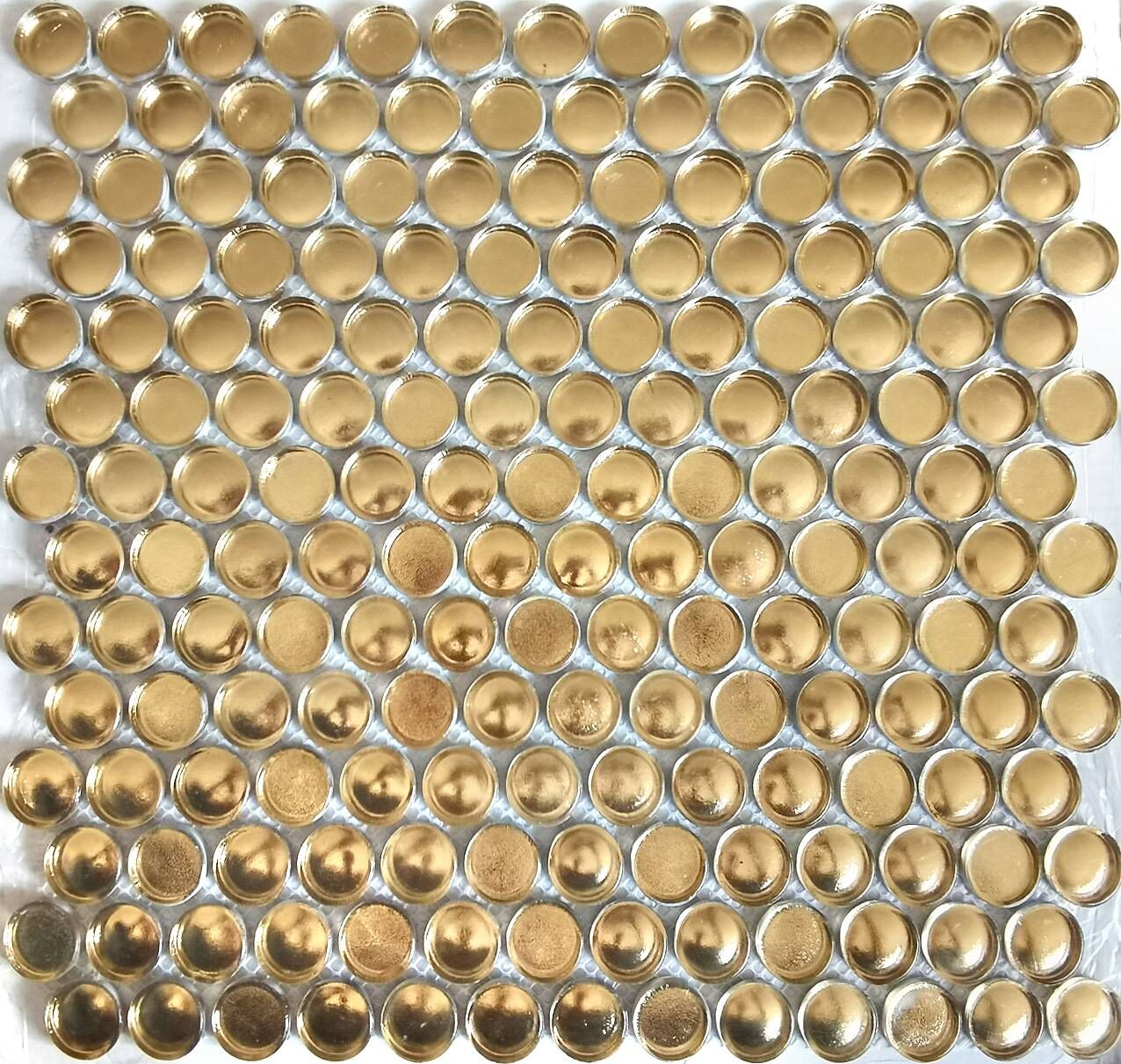 Керамическая плитка Керамин Caramelle Alchimia Tondi D Oro Желтая Глянцевая Мозаика 28,6х30,4 (R2,15 круглый чип)