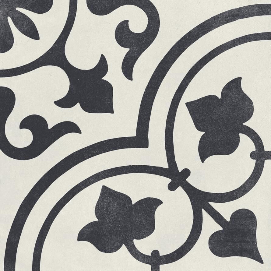 Керамическая плитка Керамин Harmony Cuban White Ornate Черно-белый Матовый Керамогранит 22,3x22,3