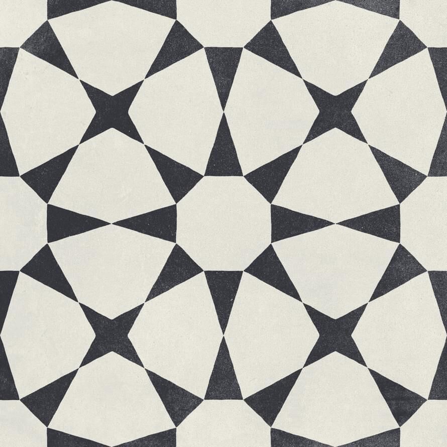 Керамическая плитка Керамин Harmony Cuban White Star Черно-белый Матовый Керамогранит 22,3x22,3