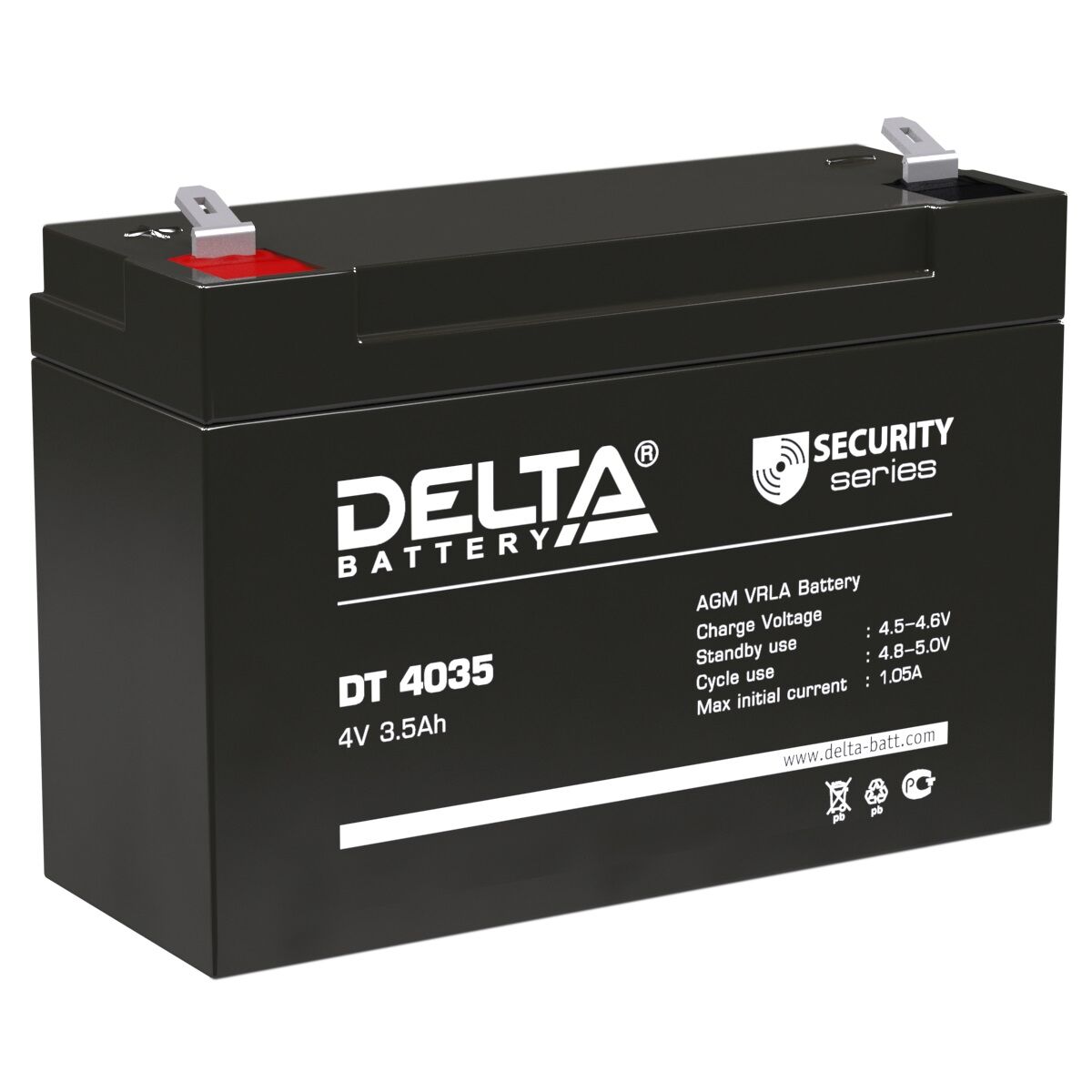 Аккумулятор свинцово-кислотный 4V, 3,5 Ah DT4035 "Delta"