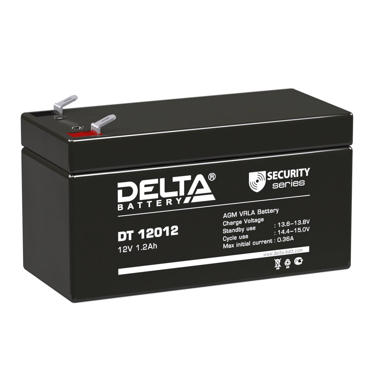 Аккумулятор свинцово-кислотный 12V, 1,2 Ah DT12012 "Delta"