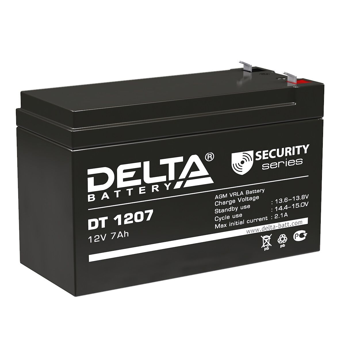 Аккумулятор свинцово-кислотный 12V, 7,0 Ah DT1207 "Delta"