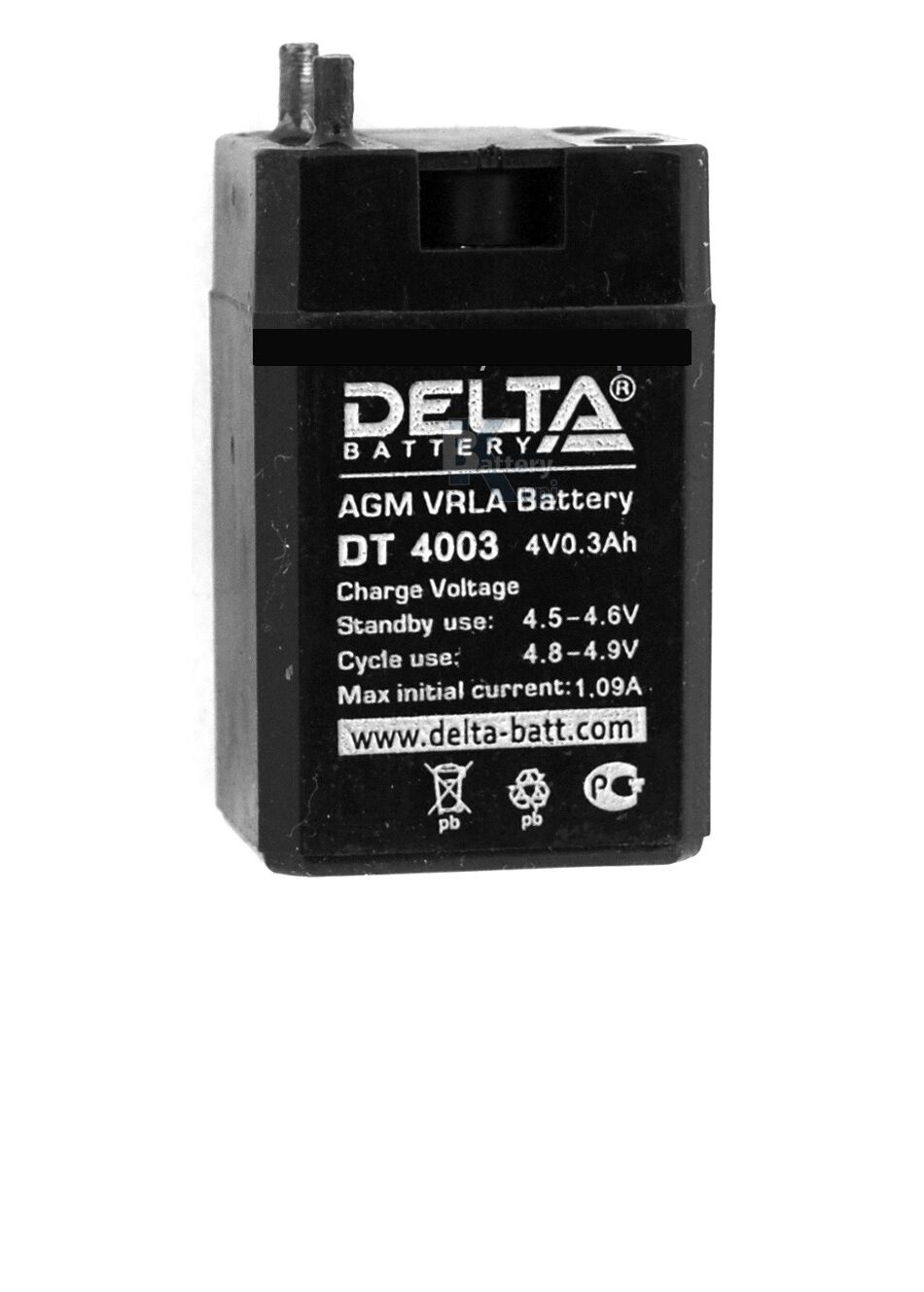 Аккумулятор свинцово-кислотный 4V, 0,3 Ah DT4003 "Delta"
