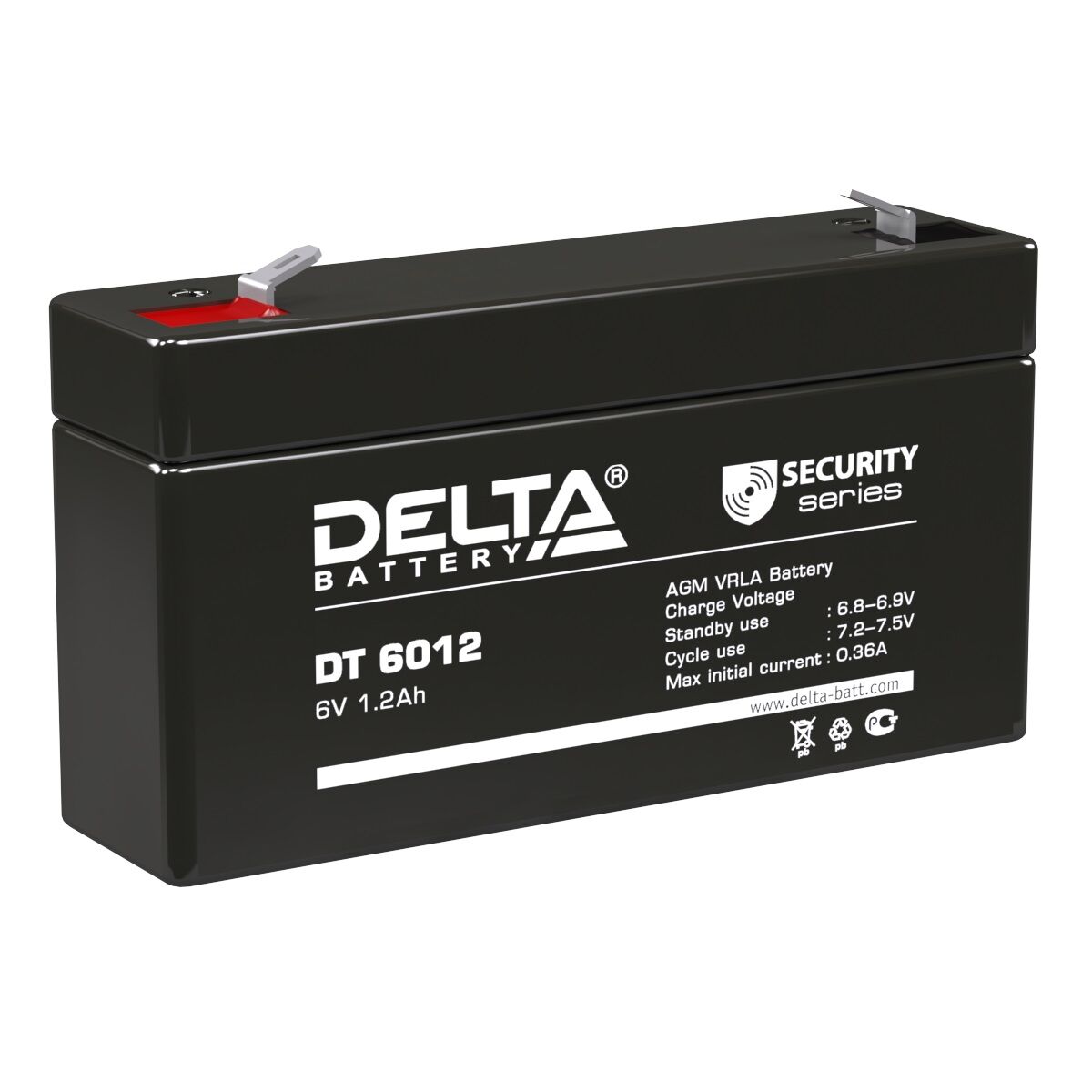 Аккумулятор свинцово-кислотный 6V, 1.2 Ah DT6012 "Delta"