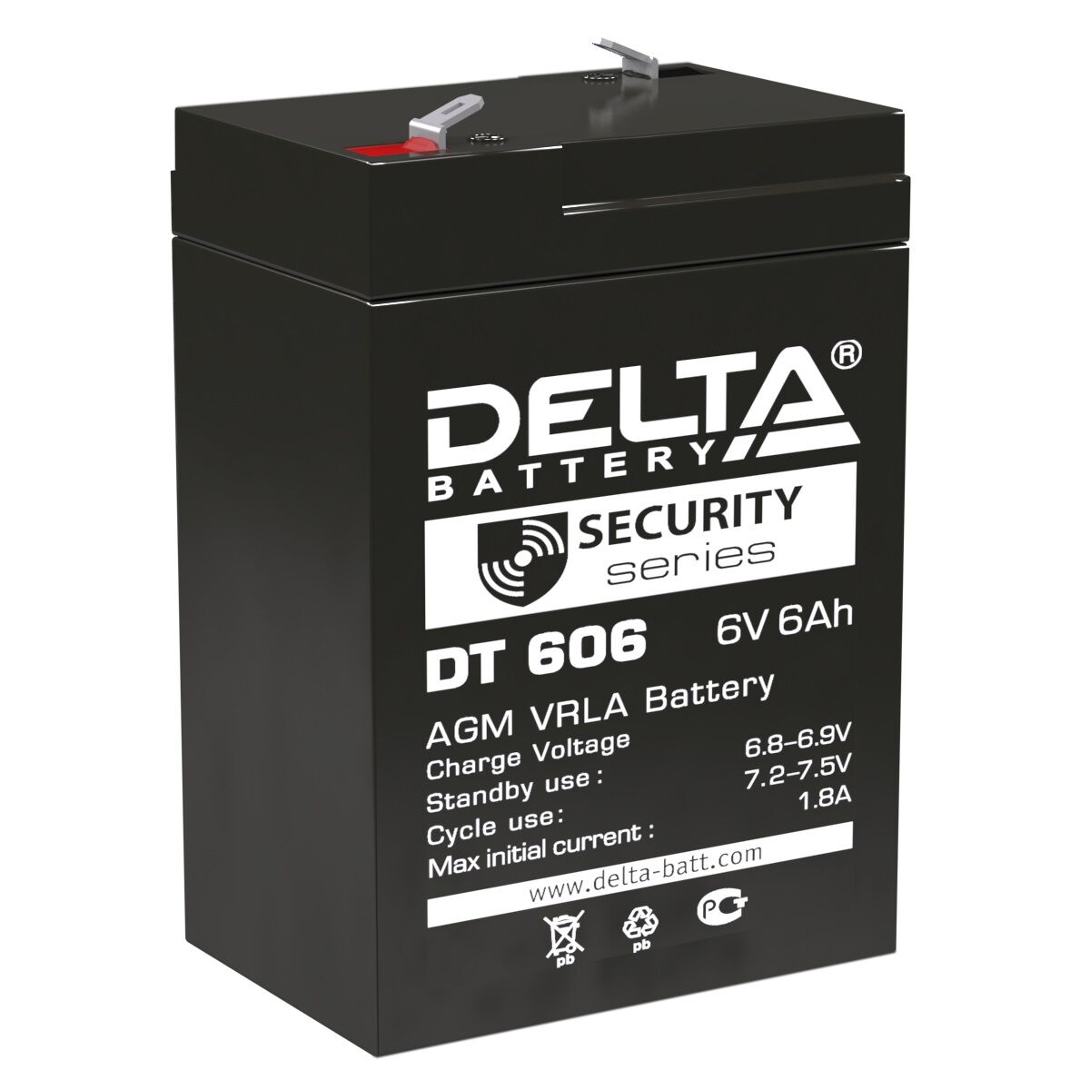 Аккумулятор свинцово-кислотный 6V, 6,0 Ah DT606 "Delta"