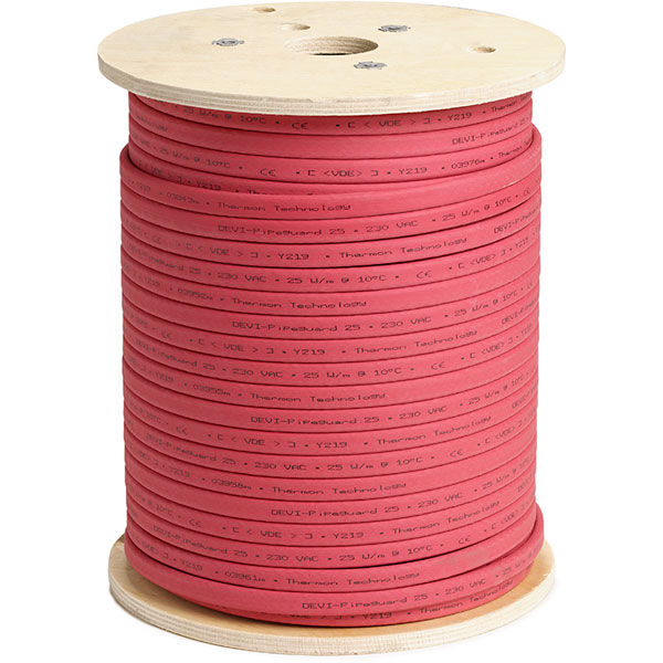 Саморегулирующийся греющий кабель DEVI-Pipeguard™ 25 красный (катушка ~100м, ±10%)