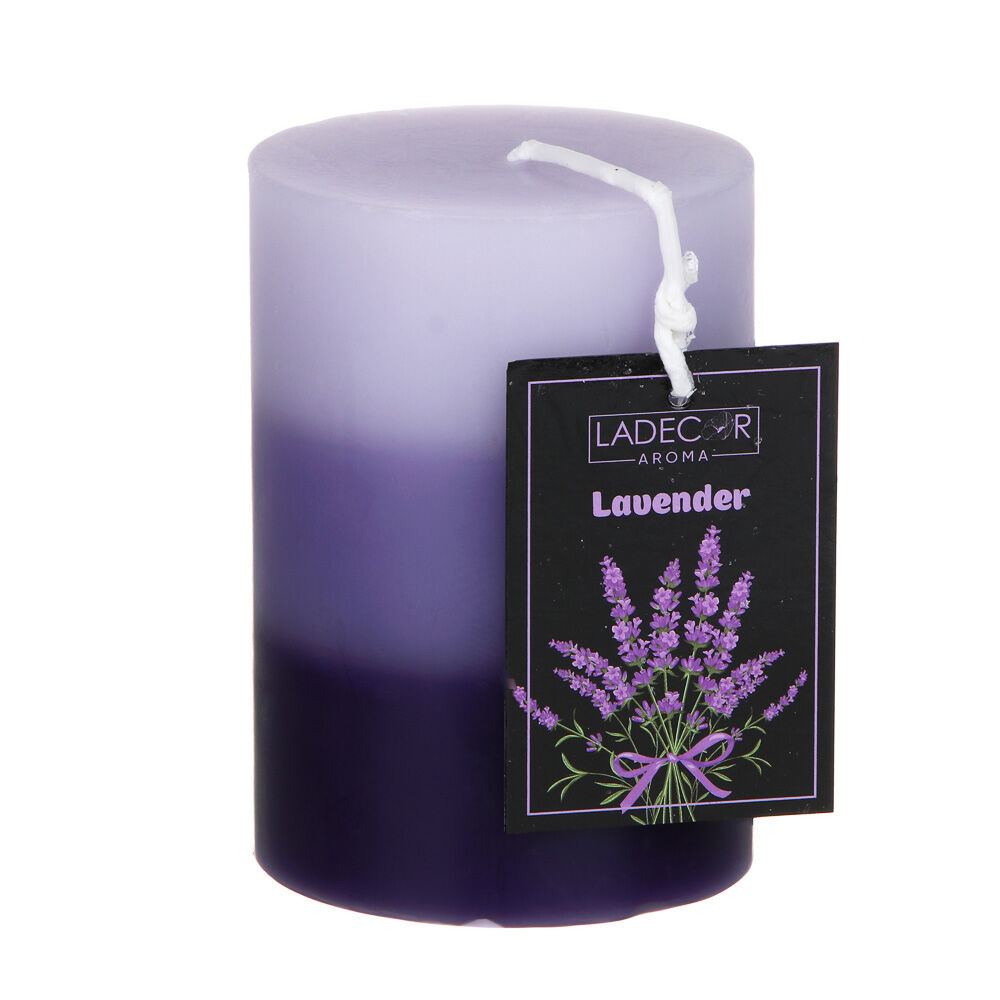 LADECOR Свеча ароматическая, парафин, градиент, 7x10 см, аромат лаванда 6