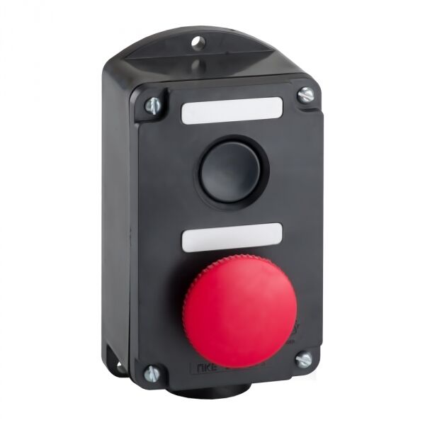 Пост кнопочный ПКЕ 212/2 черная +красная гриб IP40