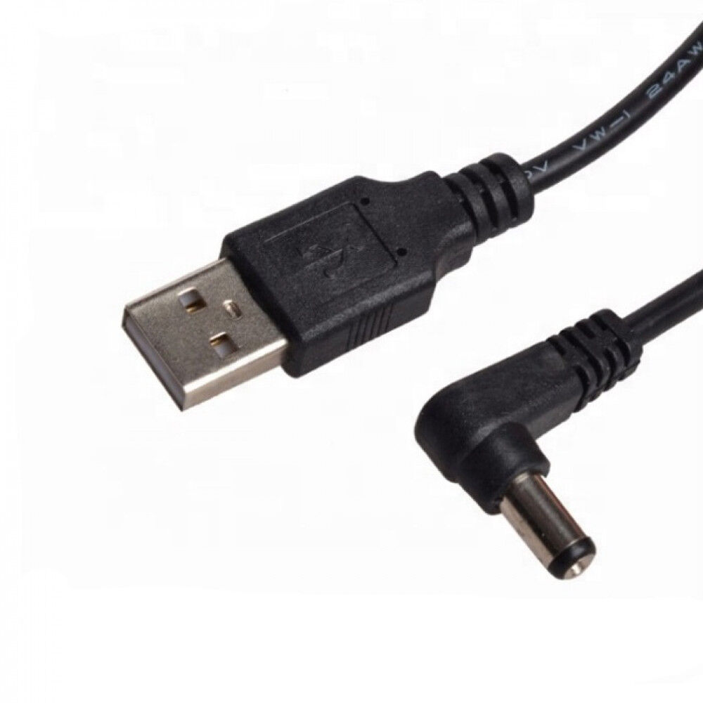 Кабель питания спиральный USB А - DC, 5.5*2.5*12, угловой, длина 1,2 м., черный (MKS-1318), К510-U2-10