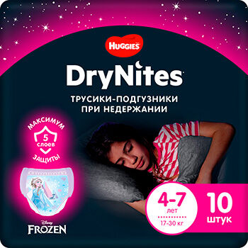 Трусики Huggies DryNites для девочек 4-7 лет, 10 шт. DryNites для девочек 4-7 лет 10 шт.
