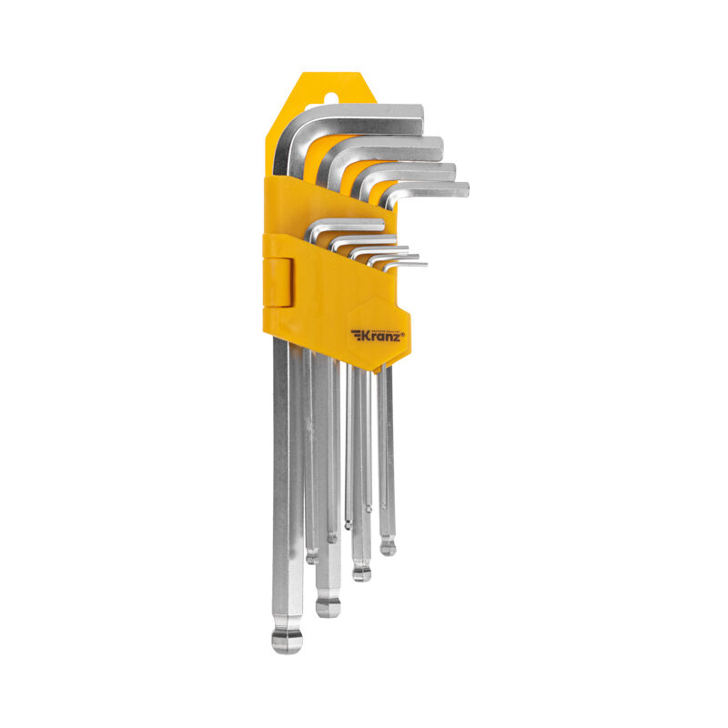 Набор ключей имбусовых 1,5-10 мм, CrV, 9 шт., удлиненные, с шаром HEX Kranz 2