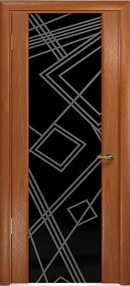 Шпонированная дверь "Триумф-3" со стеклом триплекс белый/черный/бронза. Распродажа остатков