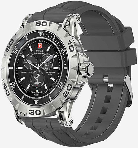 Умные часы и браслет Swiss Military Dom 2, серебристые с силиконовым ремешком серого цвета Dom 2 серебристые с силиконов