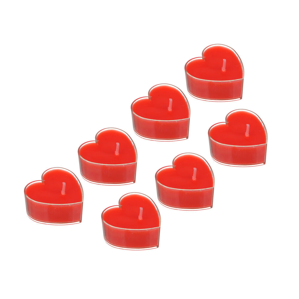 LADECOR Набор свечей в гильзе в виде сердца, 7 шт, парафин, пластик (4x2 см) цвет красный 1