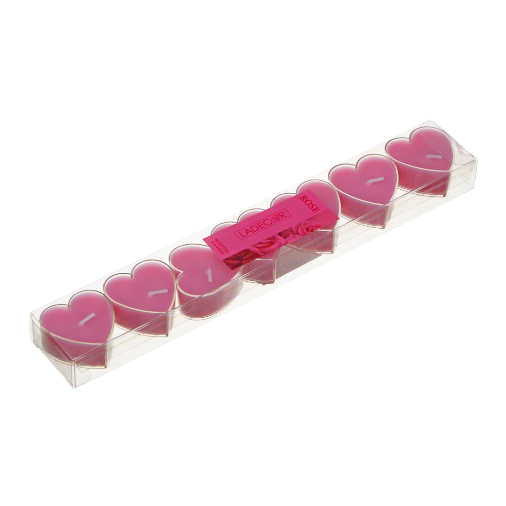 LADECOR Набор свечей в гильзе в виде сердца, 7 шт, парафин, пластик (4x2 см) цвет розовый 5