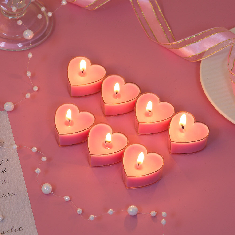 LADECOR Набор свечей в гильзе в виде сердца, 7 шт, парафин, пластик (4x2 см) цвет розовый 6