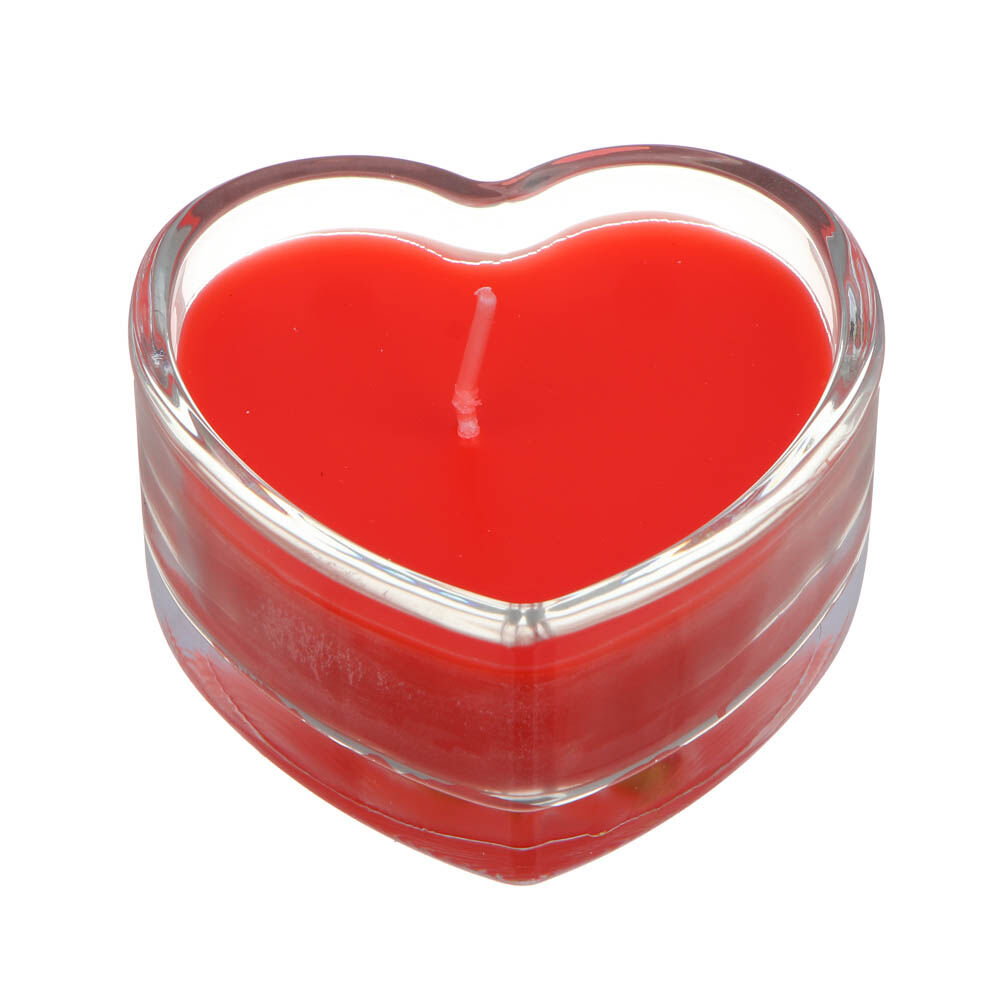 LADECOR Набор свечей в стеклянном подсвечнике в виде сердца, 2 шт, парафин, цвет красный 4