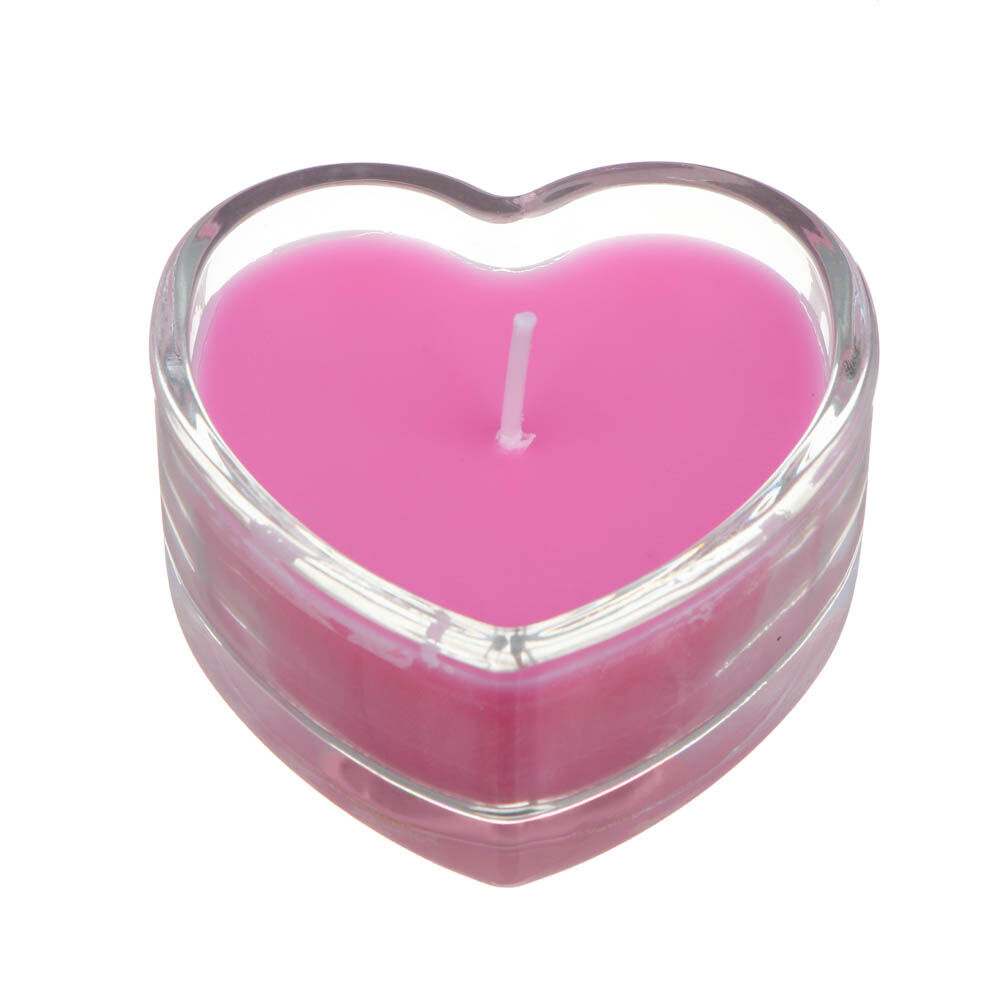 LADECOR Набор свечей в стеклянном подсвечнике в виде сердца, 2 шт, парафин, цвет розовый 4