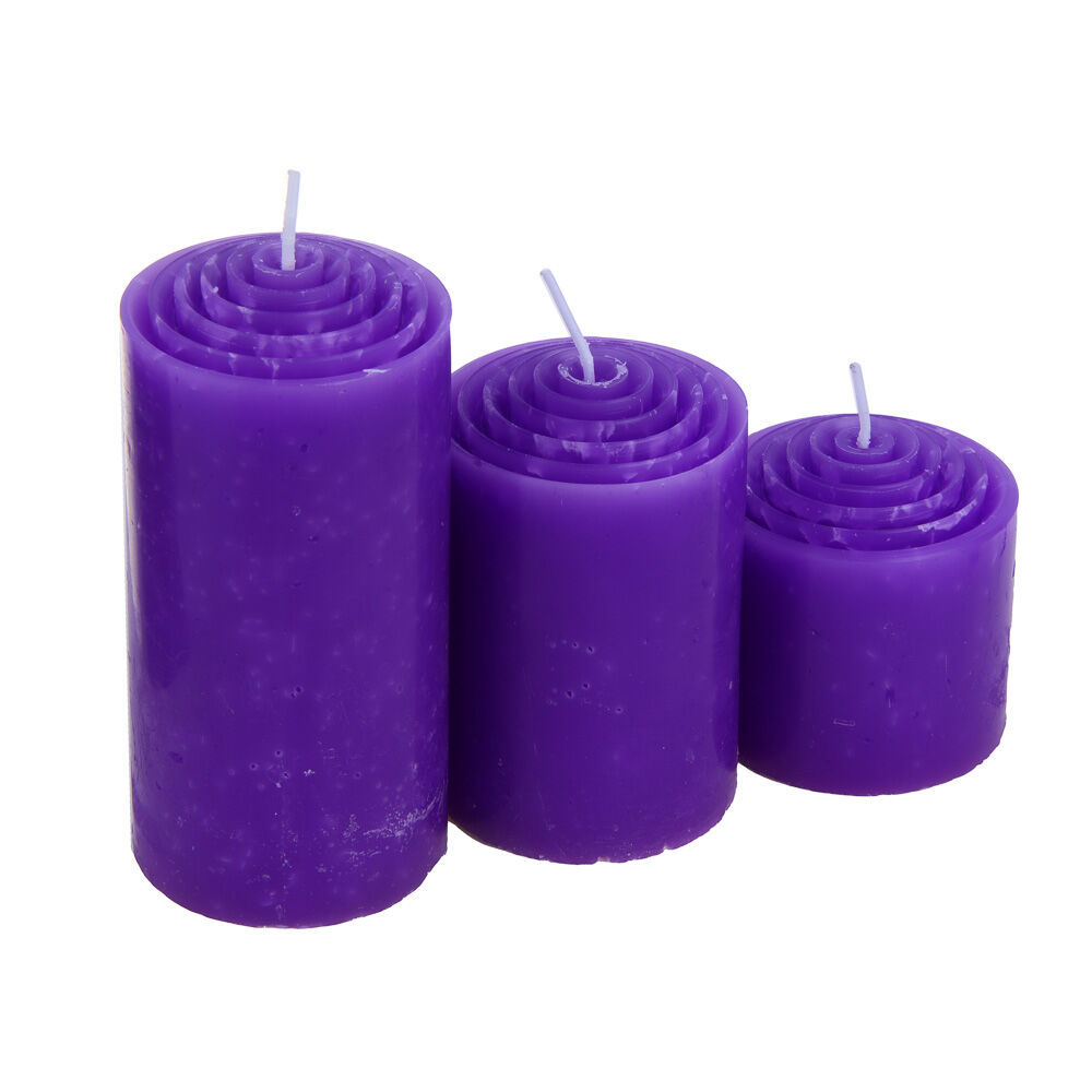 LADECOR Набор ароматических свечей, парафин, 3 шт, набор (5x5 см, 5x7,5 см, 5x10 см), лаванда 1