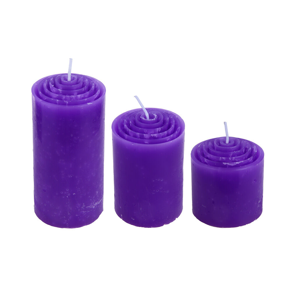 LADECOR Набор ароматических свечей, парафин, 3 шт, набор (5x5 см, 5x7,5 см, 5x10 см), лаванда 3