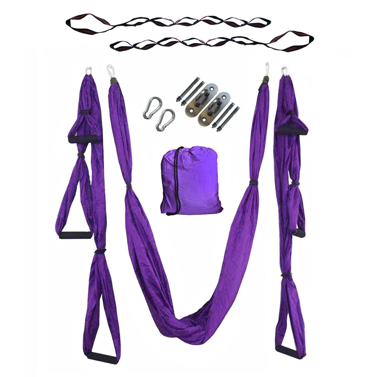 Гамак для йоги с креплениями (фиолетовый)