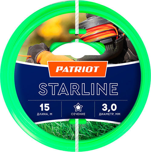Леска Patriot Starline D 3,0 мм L 15 м (звезда, зеленая) Starline D 3 0 мм L 15 м (звезда зеленая)
