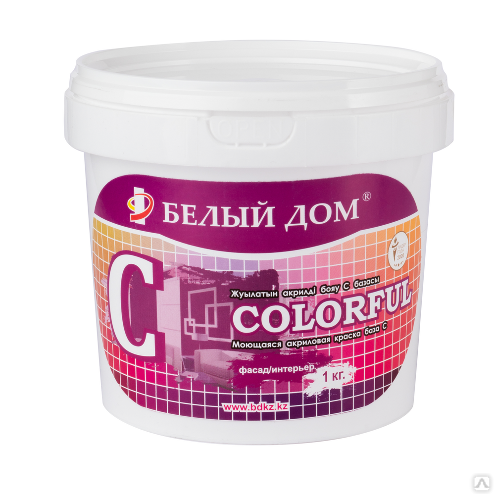 Моющаяся акриловая краска COLORFUL база C, 1 кг, цена в Алматы от компании  Лакокрасочный завод