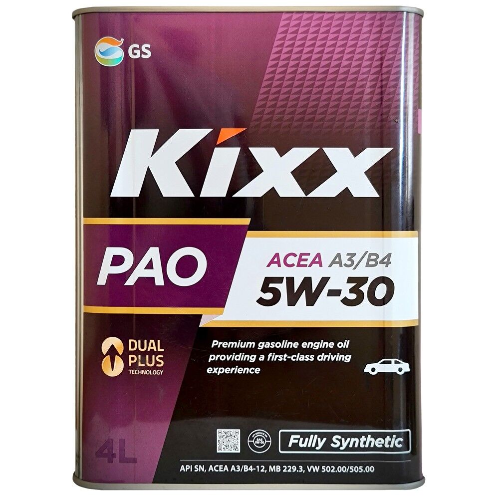 Масло моторное Kixx PAO 5w-30 API SN/CF, ACEA A3/B4