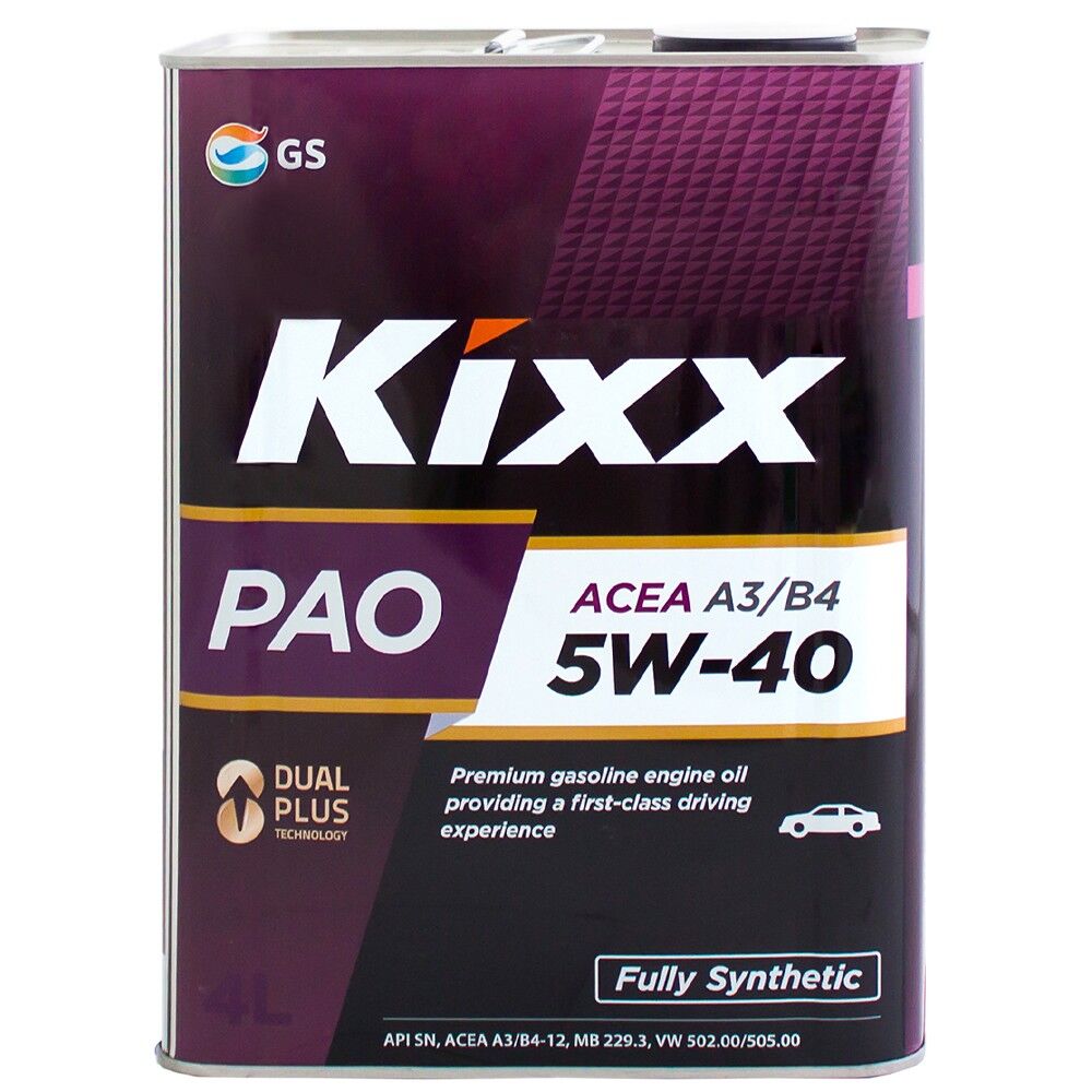 Масло моторное Kixx PAO 5w-40 API SN/CF, ACEA A3/B4 - 4 л
