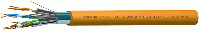 Кабель СПЕЦЛАН F/FTP Cat 7A PUR 4х2х0,64