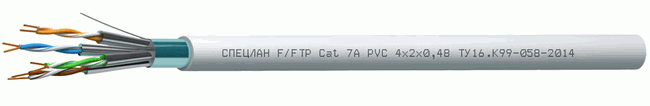 Кабель СПЕЦЛАН F/FTP Cat 7A PVC 4х2х0,48