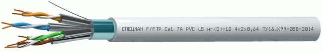 Кабель СПЕЦЛАН F/FTP Cat 7A PVC LS нг(D)-LS 4х2х0,64