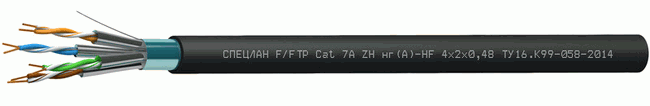 Кабель СПЕЦЛАН F/FTP Cat 7A ZH нг(А)-HF 4х2х0,48