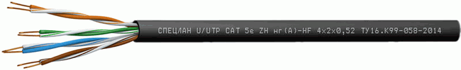 Кабель СПЕЦЛАН U/UTP Cat 5е ZH нг(А)-HF 1х2х0,52