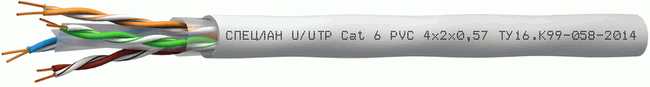 Кабель СПЕЦЛАН U/UTP Cat 6 PVC 4х2х0,57