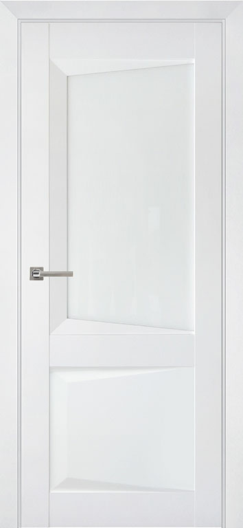 Двери межкомнатные Perfecto 108 белый бархат, полотно остекленное 80*200