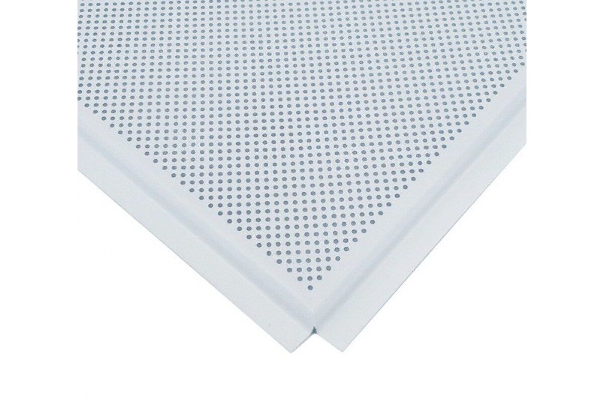 Потолочная панель алюминиевая белая перфорированная Line (T-24) 595х595х0,4 мм (уп=40шт=14,161м2)