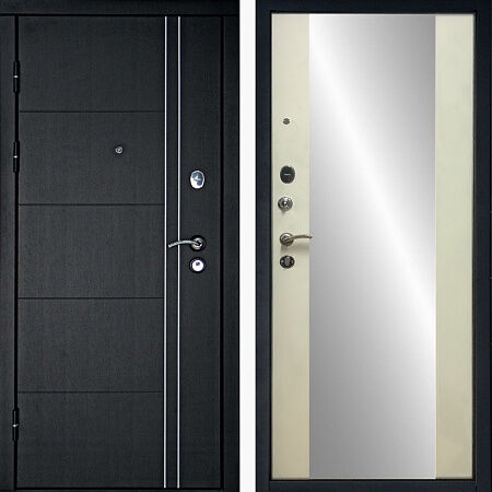 Дверь металлическая 10 см Теплолюкс Зеркало Дуб беленый 960х2050 левая Дверной Континент
