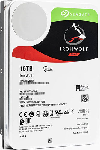 Жесткий диск Seagate IronWolf, 3.5'', 16Tb, SATA III, 7200rpm, 256MB (ST16000VN001) IronWolf 3.5'' 16Tb SATA III 7200rpm