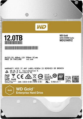 Жесткий диск HDD Western Digital 3.5" 12Tb SATA III Gold 7200rpm 256MB WD121KRYZ