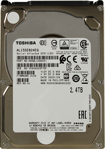 Жесткий диск Toshiba Enterprise Peformance, 2.5, 2.4Tb, SAS, 10500rpm, 128MB (AL15SEB24EQ) Enterprise Peformance 2.5 2.4