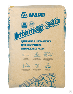 Штукатурка цементная Mapei Intomap 340 серая, 25 кг 