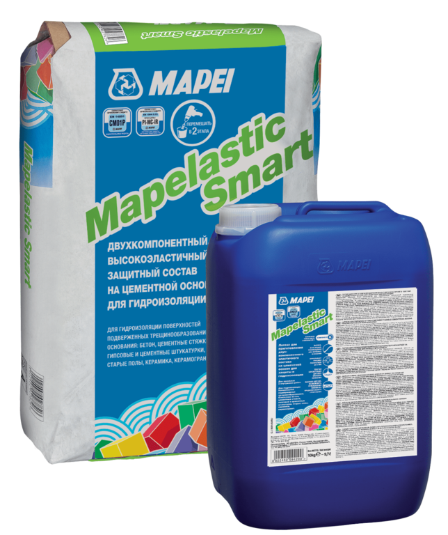 Гидроизоляция Mapei Mapelastic SMART A+B 2-х компонентная, 30 кг