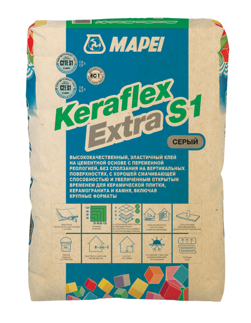 Клей для плитки и керамогранита Keraflex Extra S1 серый, 25 кг
