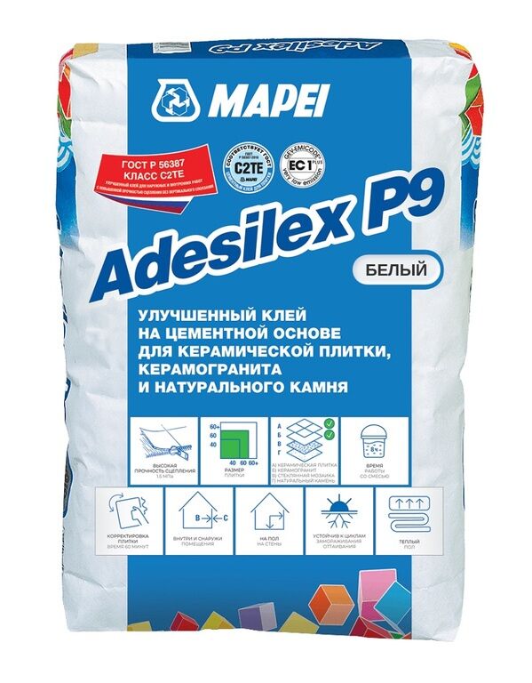 Клей для плитки Mapei Adesilex P9 белый, 25 кг
