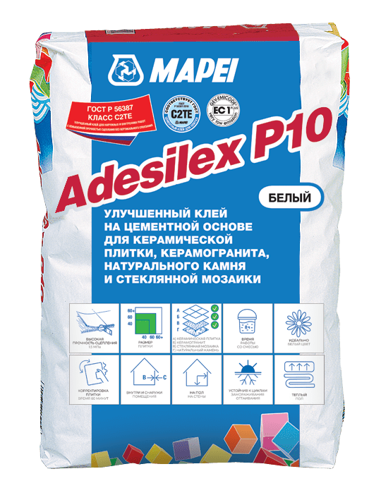 Клей для плитки Mapei Adesilex P10 белый, 25 кг