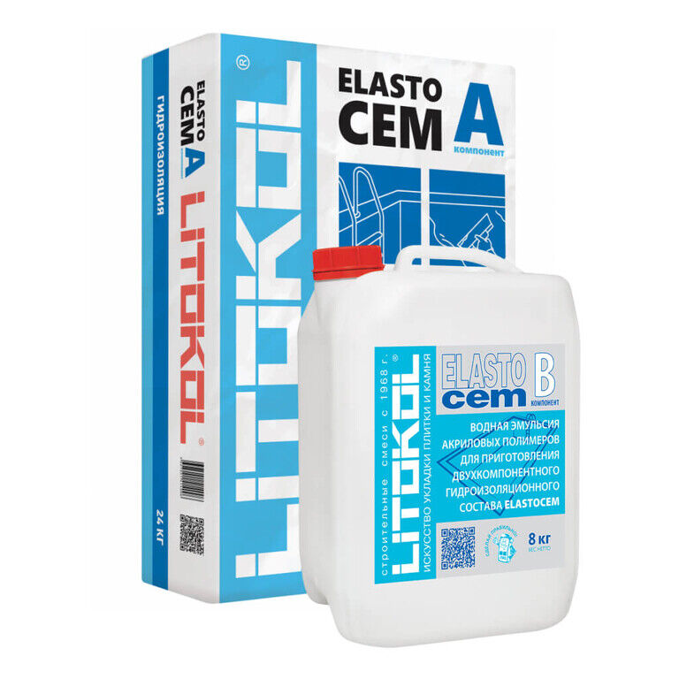 Гидроизоляция Litokol Elastocem A+B духкомпонентная, 32 кг