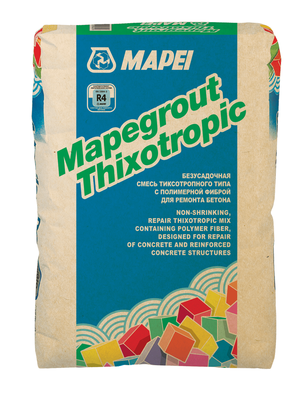 Безусадочная быстротвердеющая ремонтная смесь MAPEI Mapegrout Thixotropic, 25 кг