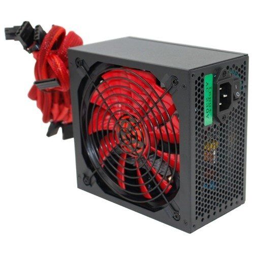 Блок питания Ginzzu PC600 14CM(Red) 80+ black,APFC,24+4p,2 PCI-E(6+2), 5*SATA, 4*IDE,оплетка, кабель питания