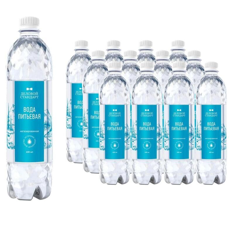 Вода питьевая Деловой Стандарт негазированная 0,6 л (12 штук в упаковке) Деловой стандарт
